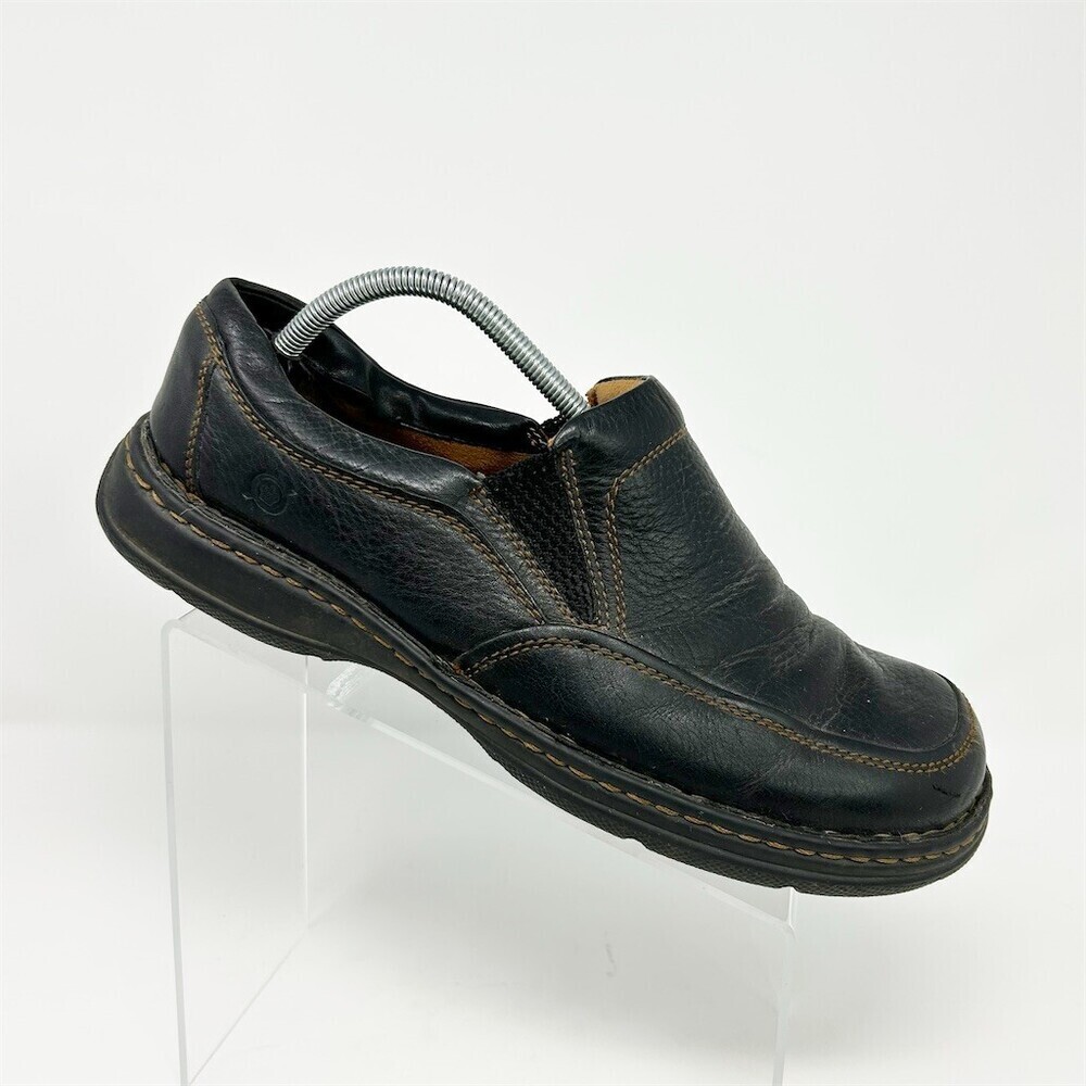 Born Men's Loafers Black Leather Slip-On Comfort Shoes Size 12 EU 43 Casual